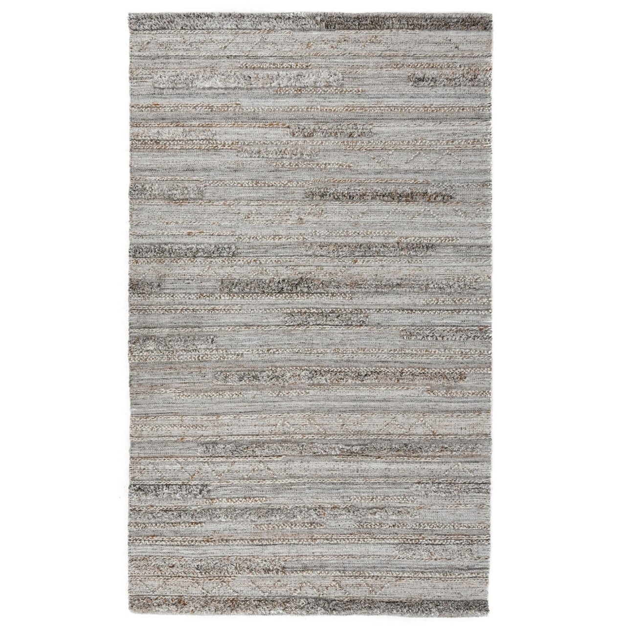 Saltoro Sherpi Anny 2 x 3 Indoor Outdoor Small Area Rug, Stripe Patterns, Distressed Gray-